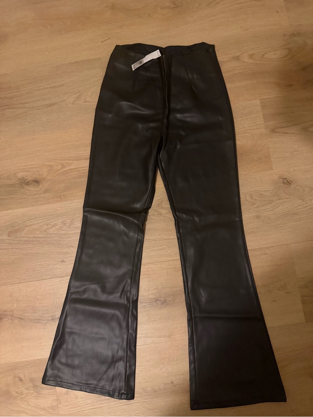 ASOS Black Faux Leather Wide-Leg Jeans